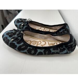 Sam Edelman Felicia Blue Leopard Print Calf Hair Leather Flats 5